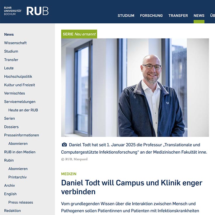 news.rub.de - Daniel Todt will Campus und Klinik enger verbinden